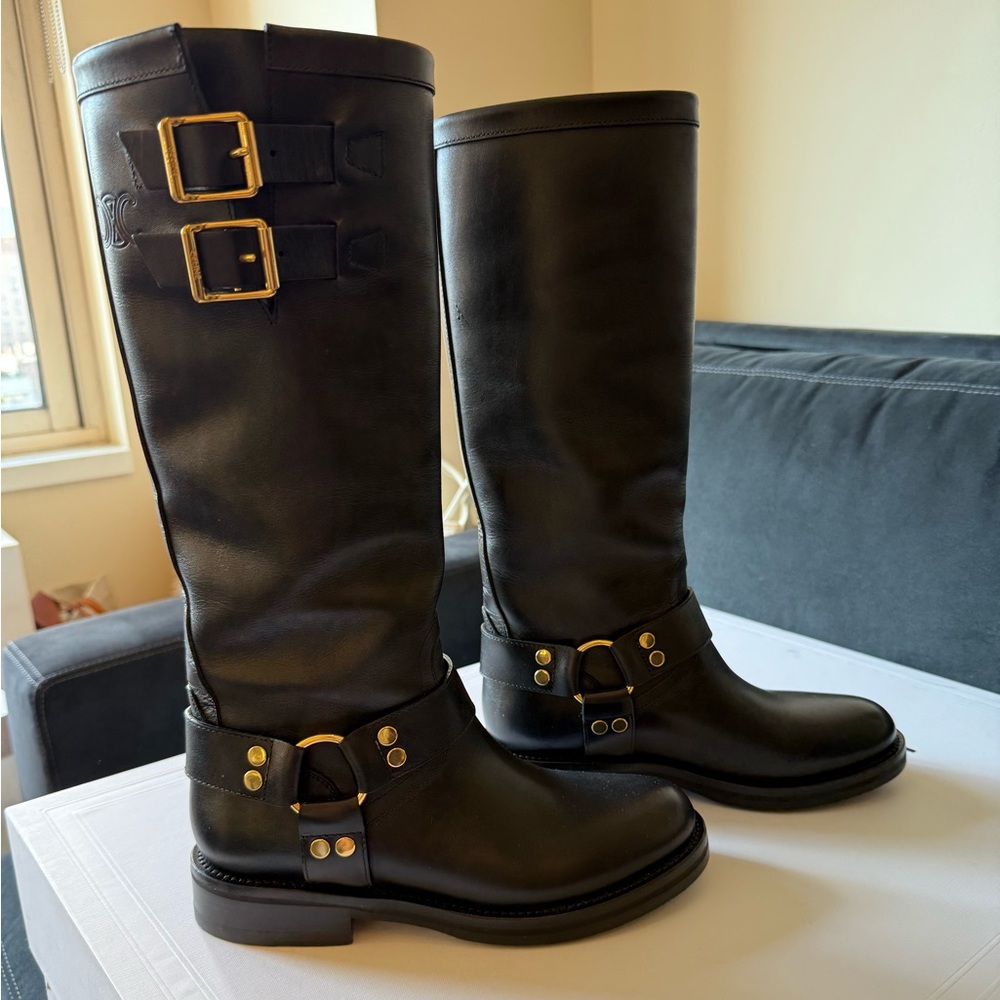 Celine Black Leather Knee-High Boots